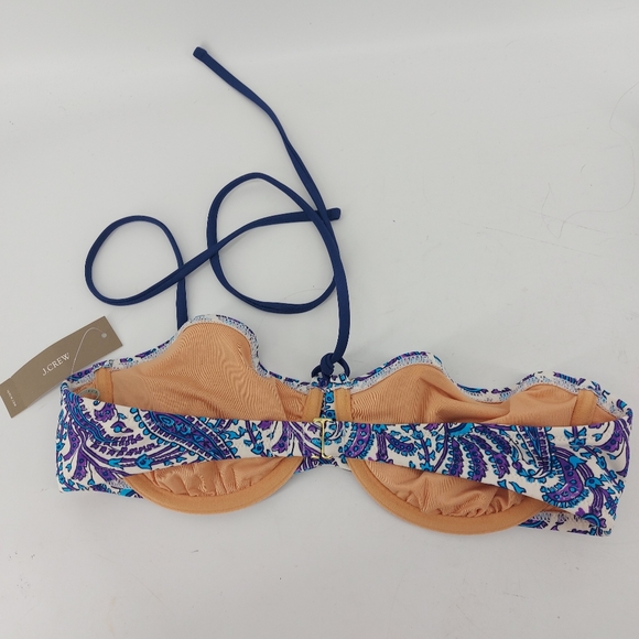 J.Crew Halter-neck bandeau bikini top in purple paisley Size 34C - Picture 10 of 10